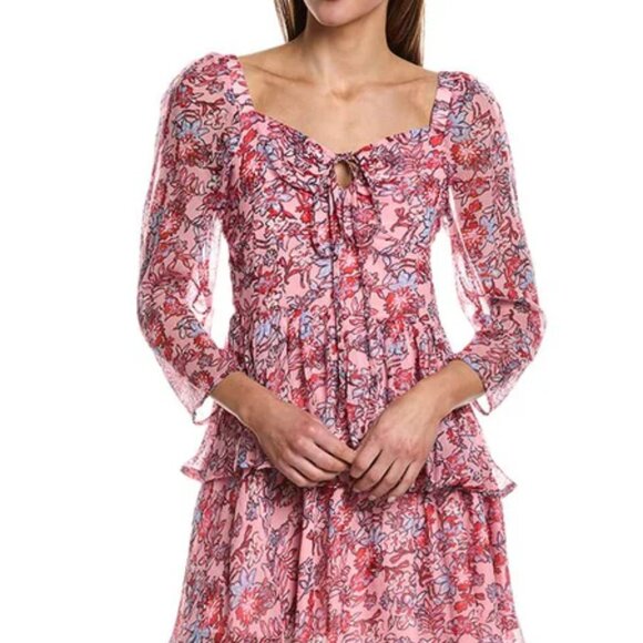 French Connection Tiered Mini Dress in Sea Pink - Picture 3 of 3